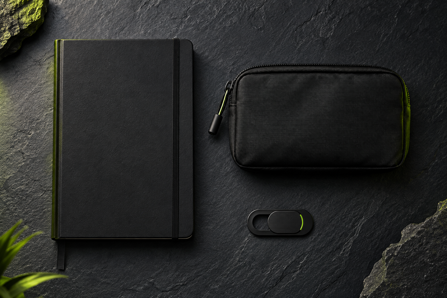 Digitally created notebook, pouch and camera-cover design concepts